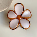 Tortoise Trim Floral Hair Claw Clip - Retro 60s Flower Accessory - TEVQA