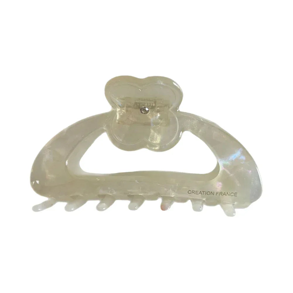 Acetate Arch Hair Claw Clip with Dainty Flower - 3.3 Inch - TEVQA Main image