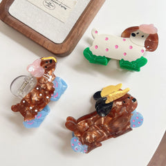 3.15 Inch Whimsical Poodle Acetate Hair Claw - Solid 25g Premium Clip