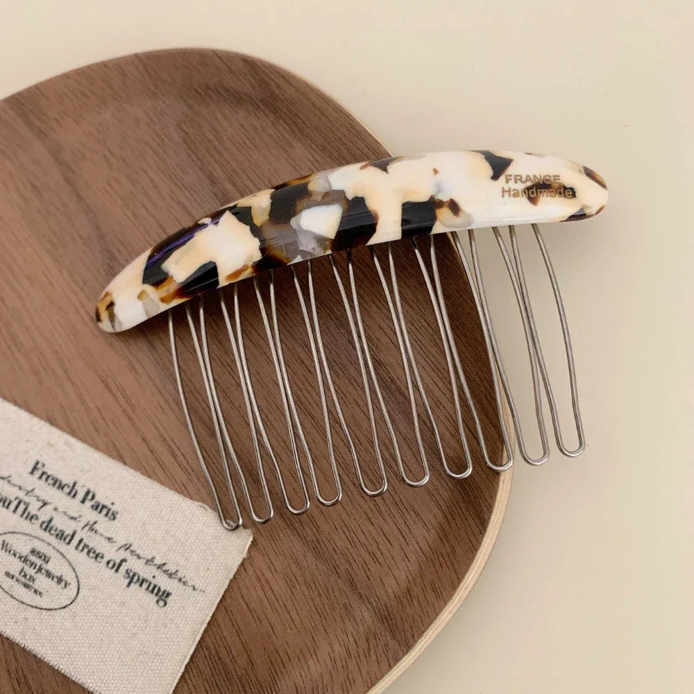 Classic Acetate French Hair Comb - 3.3 Inch Decorative Side Comb - TEVQA