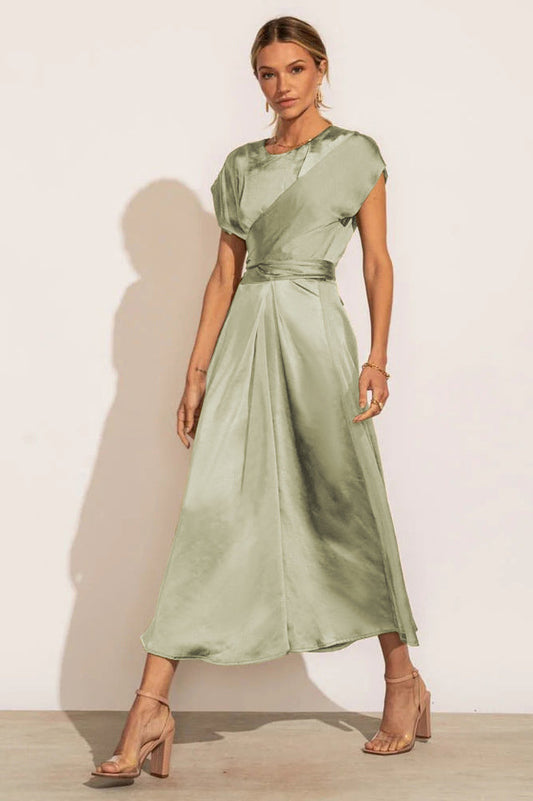 Scoop A-line Satin Bridesmaid Dress | Dress In Beauty