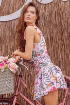 Floral one piece swimsuit with skirt detail - View 6 | TEVQA