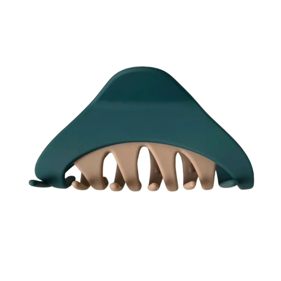 Green and beige triangular hair claw Main image