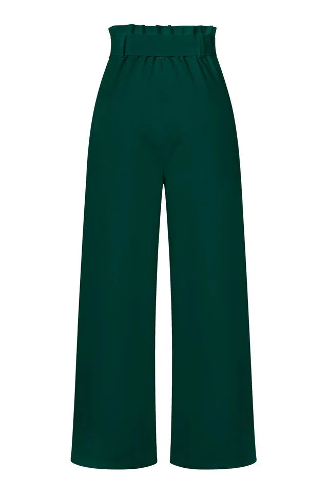 Belted wide leg crepe trousers - View 24 | TEVQA