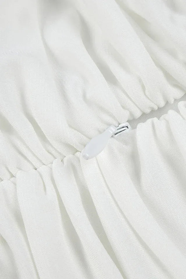 White long sleeve maxi dress with cowl neck - View 14 | TEVQA