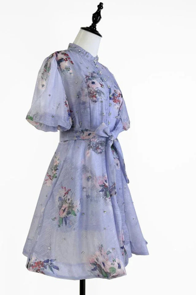 Floral print mini dress - View 25 | TEVQA
