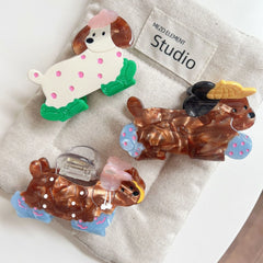 3.15 Inch Whimsical Poodle Acetate Hair Claw - Solid 25g Premium Clip