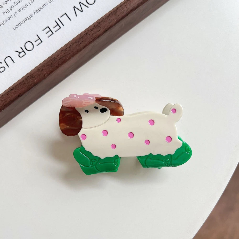3.15 Inch Whimsical Poodle Acetate Hair Claw - Solid 25g Premium Clip