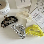 Acetate Arch Hair Claw Clip with Dainty Flower - 3.3 Inch - TEVQA