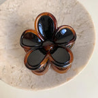 Tortoise Trim Floral Hair Claw Clip - Retro 60s Flower Accessory - TEVQA
