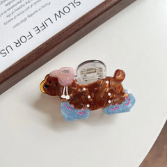 3.15 Inch Whimsical Poodle Acetate Hair Claw - Solid 25g Premium Clip