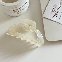 Acetate Arch Hair Claw Clip with Dainty Flower - 3.3 Inch