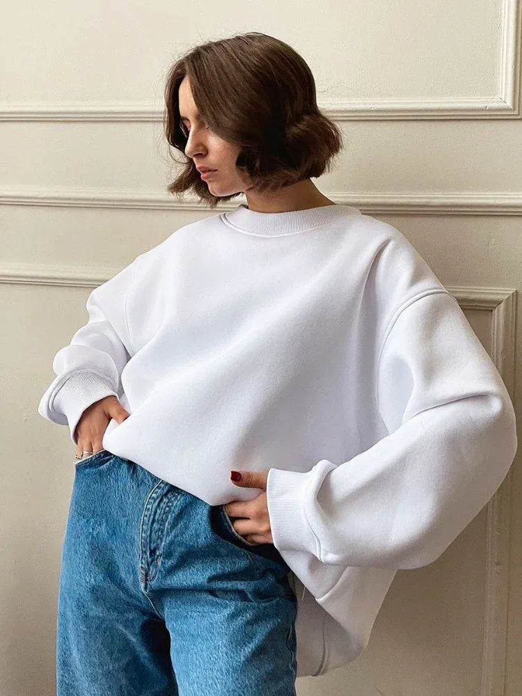 Ultimate Oversized Fleece Crew Neck Sweatshirt - TEVQA