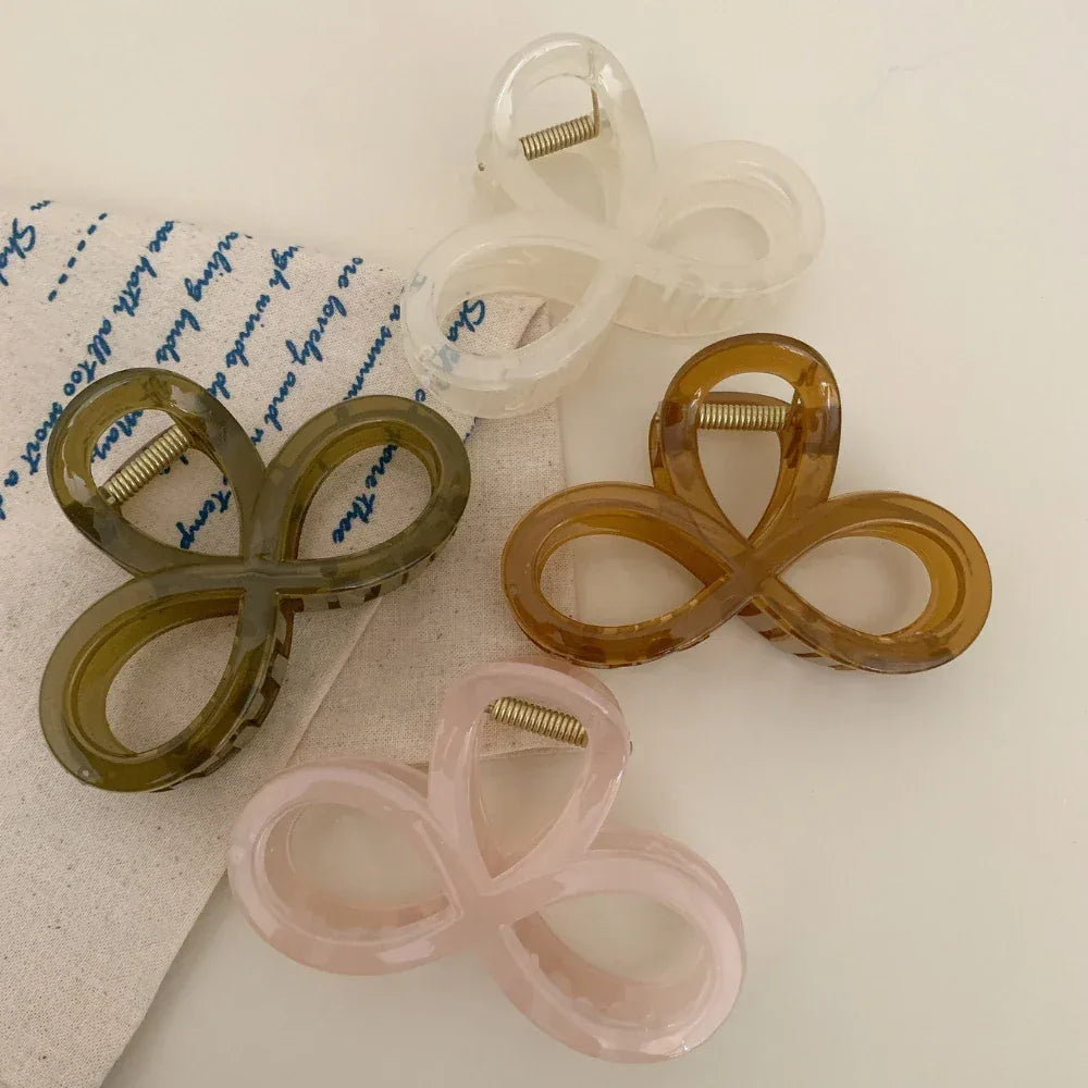 Translucent Infinity Loop Hair Claw Clip - 3.5 Inch Ultra-Lightweight Accessory - TEVQA