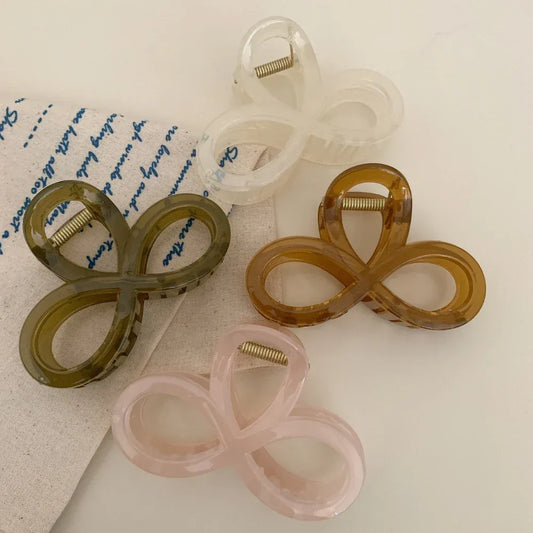 Translucent Infinity Loop Hair Claw Clip - 3.5 Inch Ultra-Lightweight Accessory - TEVQA