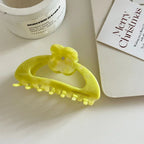 Acetate Arch Hair Claw Clip with Dainty Flower - 3.3 Inch - TEVQA