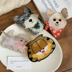 Set of animal-themed hair claw clips including Garfield, a schnauzer, a terrier, and a cat