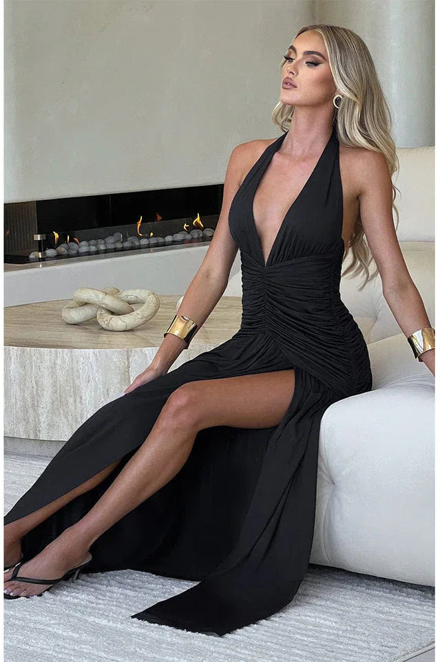Elegant halter maxi dress - View 16 | TEVQA