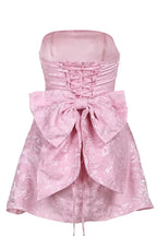 Jacquard Print Tube Back Bow Mini Dress - View 12 | TEVQA