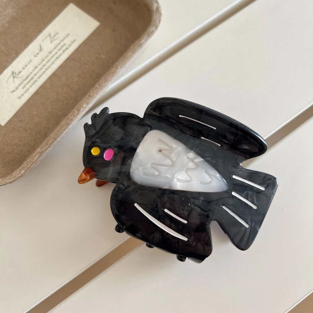 Artistic Bird Acetate Hair Claw Clip - 4.5 Inch Tropical Parrot & Magpie Styles