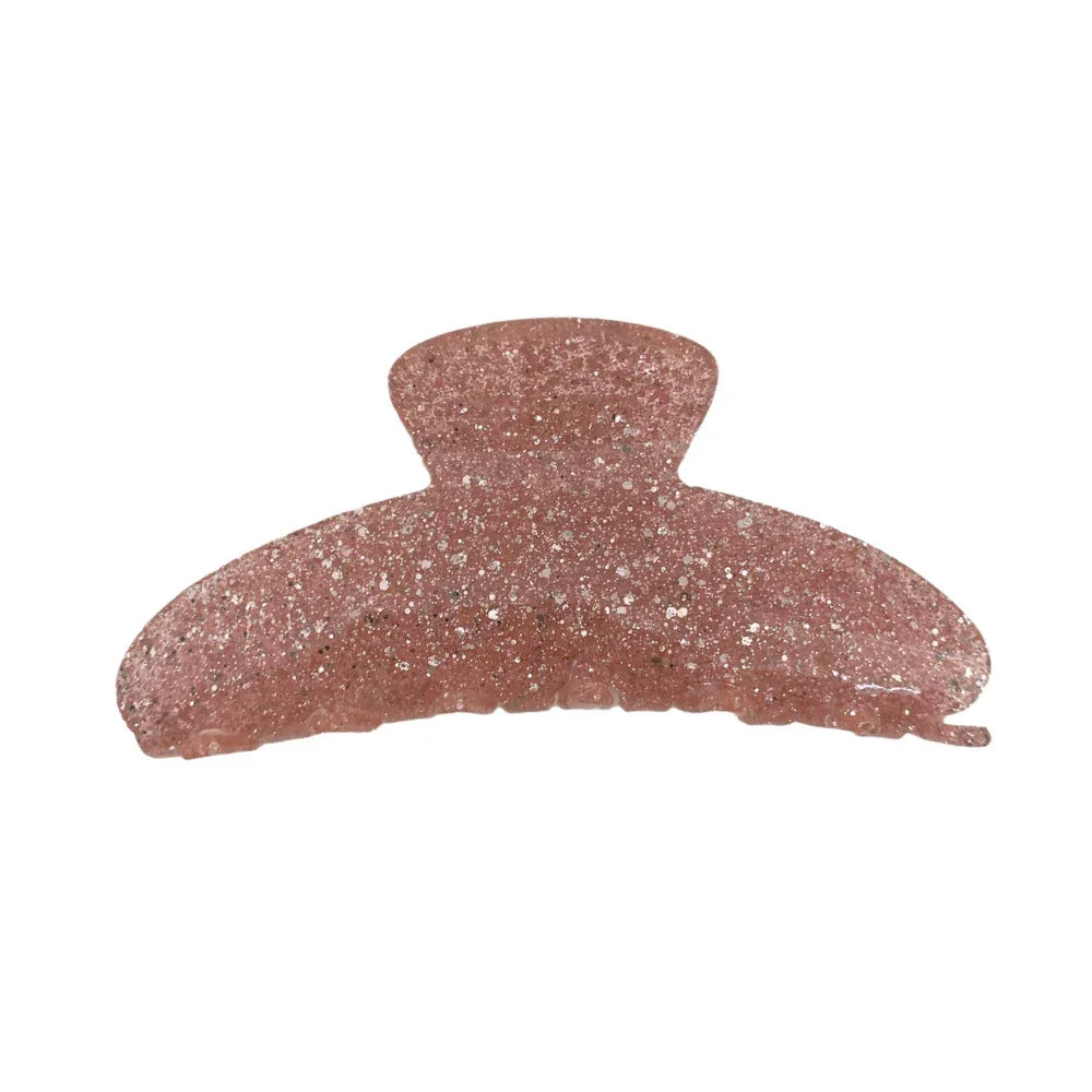 A single pink glitter claw clip on a white background. Main image