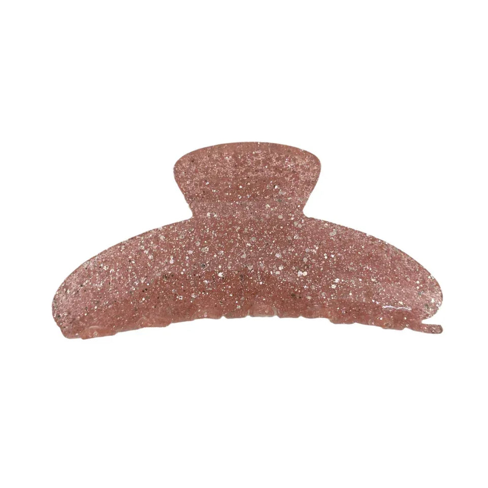 A single pink glitter claw clip on a white background. Main image