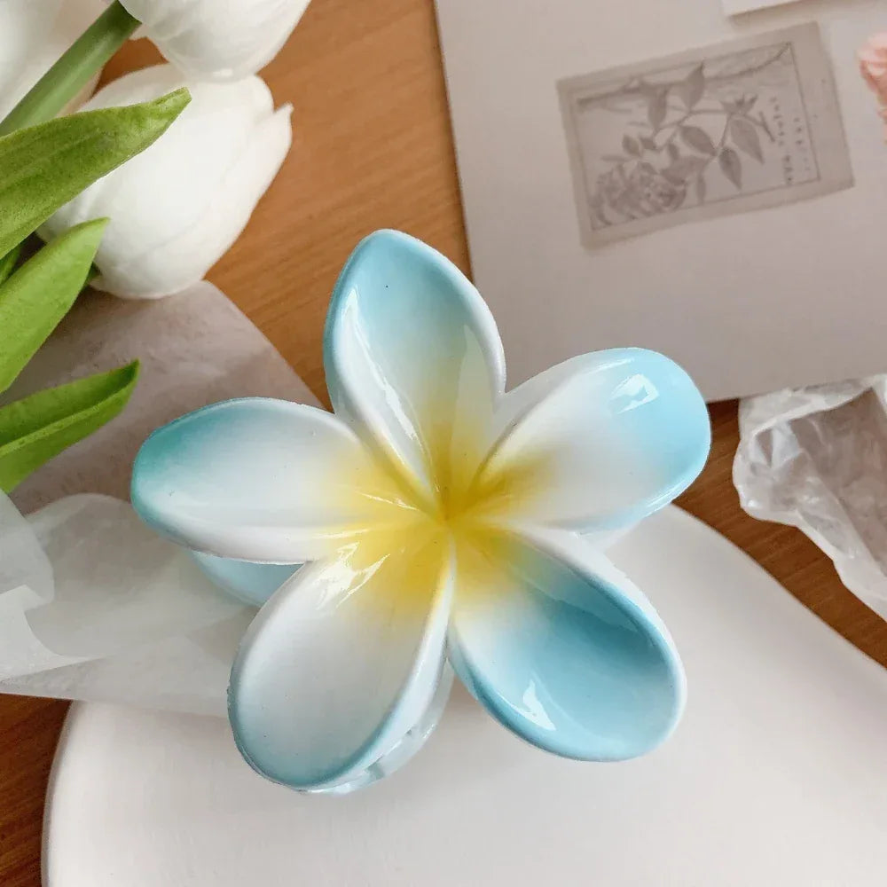 Large Plumeria Flower Hair Claw Clip in [Color] - View 10 | TEVQA
