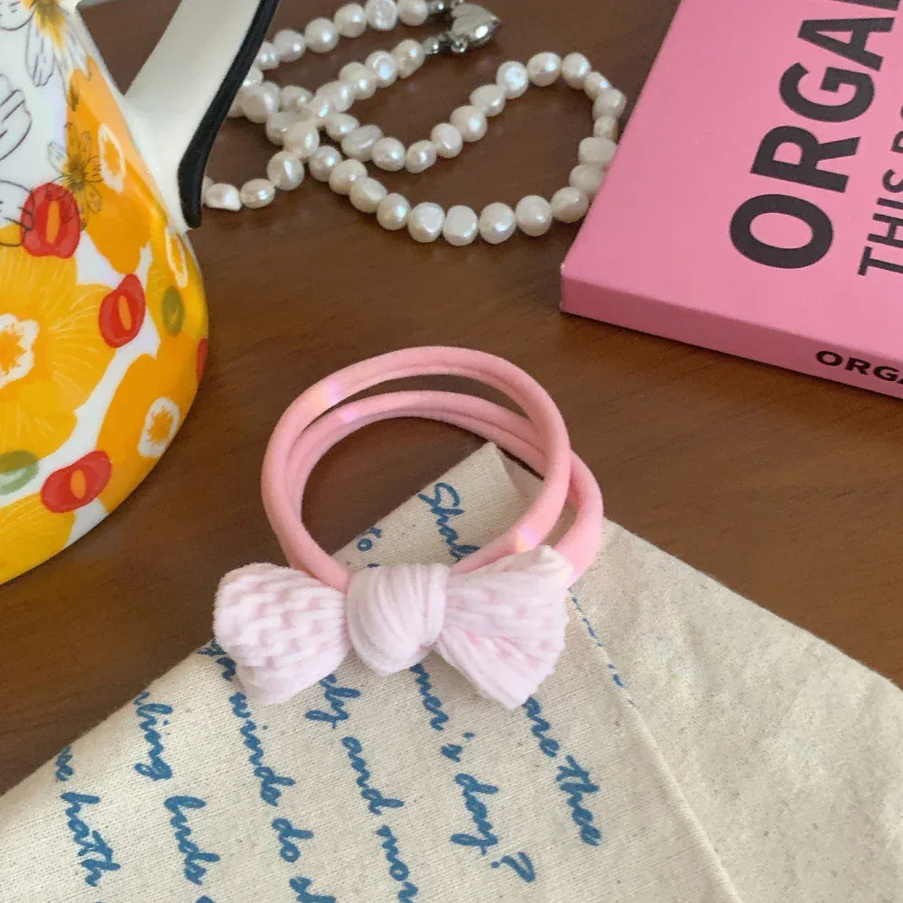 Gentle Knit Knot Bow Hair Ties for Kids - View 8 | TEVQA