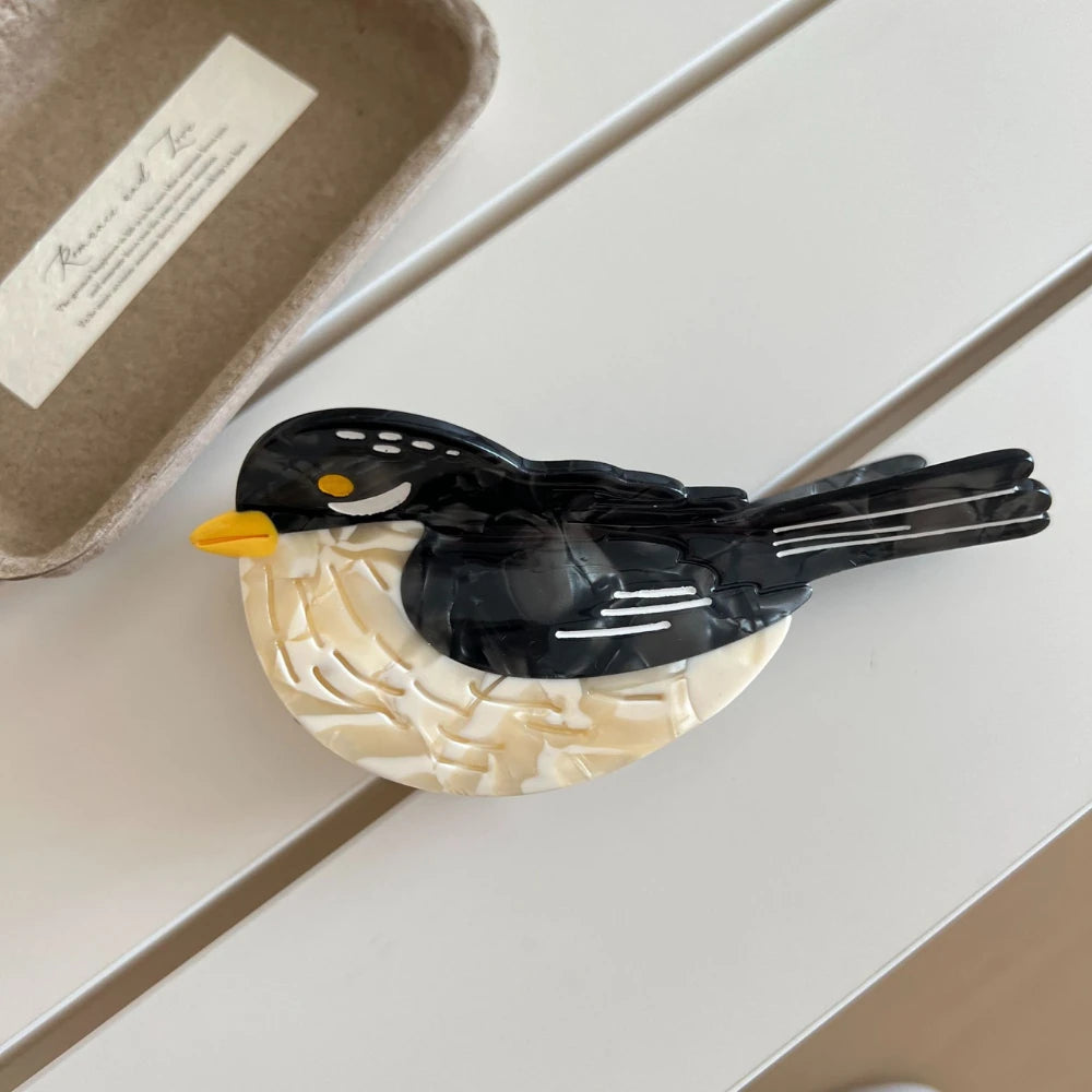 Artistic Bird Acetate Hair Claw Clip - 4.5 Inch Tropical Parrot & Magpie Styles