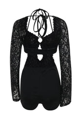 Adela Cut-Out Halter Neck Lace Playsuit | Dress In Beauty