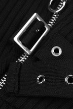 Knit mini dress with zipper and faux shearling collar - View 21 | TEVQA