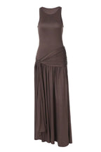 Ruched Jersey Knit Maxi Dress with Halter Neckline - View 6 | TEVQA