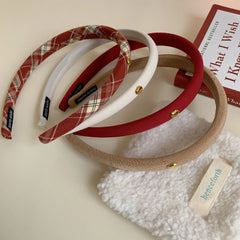 Slim Preppy Headband with Gold Stud - 0.6 Inch