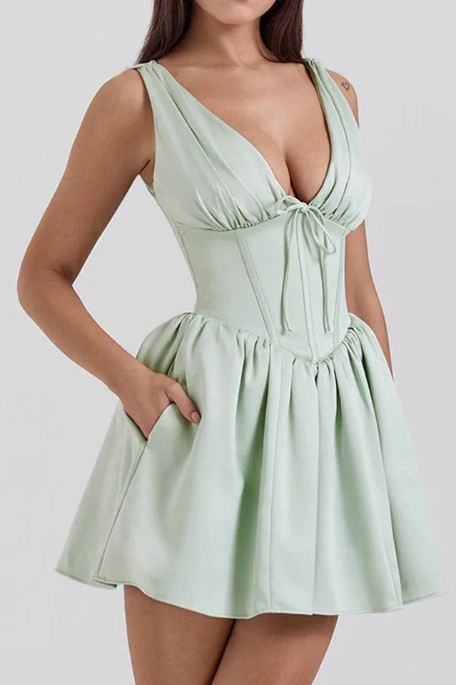 Emmeliette Satin Mini Dress - View 13 | TEVQA
