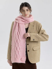 Vintage Rose Cable Knit Scarf - TEVQA