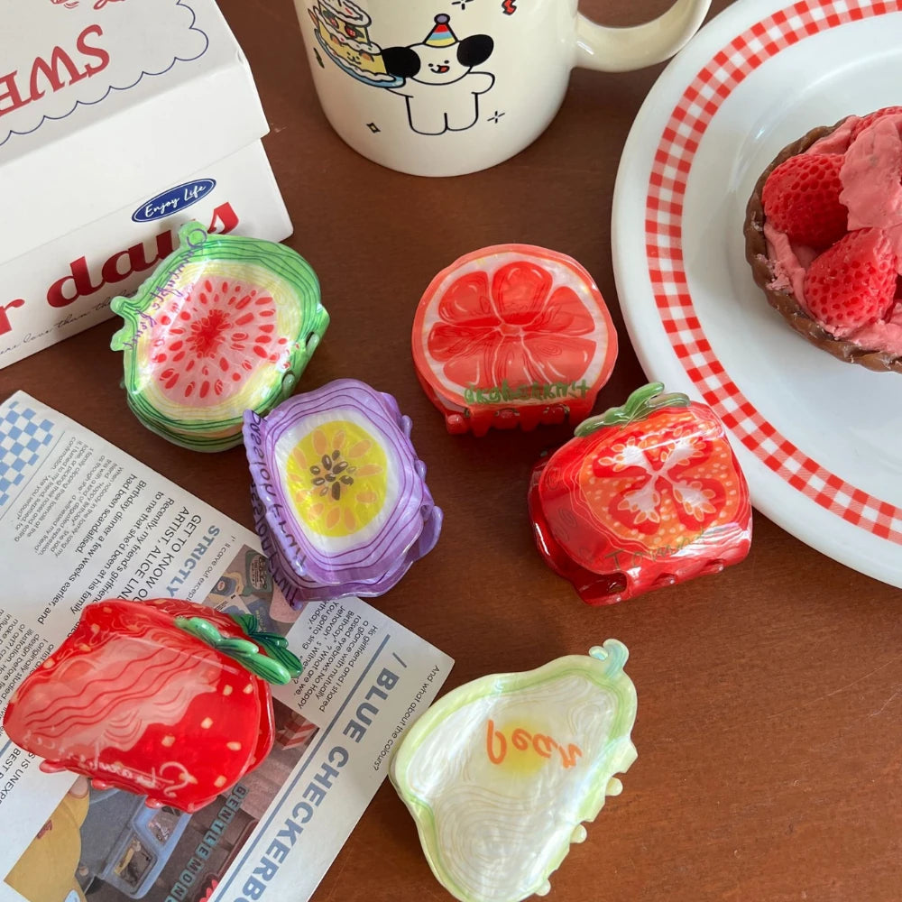 2.4 Inch Mini Fruit Acetate Hair Claw - Whimsical Summer Design