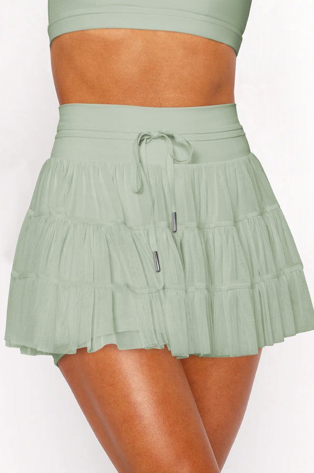High Waist Plain Mesh Skort | Dress In Beauty