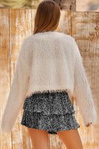 Sequin Tiered Mini Shorts - View 9 | TEVQA