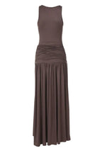 Ruched Jersey Knit Maxi Dress with Halter Neckline - View 7 | TEVQA