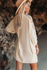 Spliced Lace Three-Quarter Sleeve Cover Up | Dress In Beauty