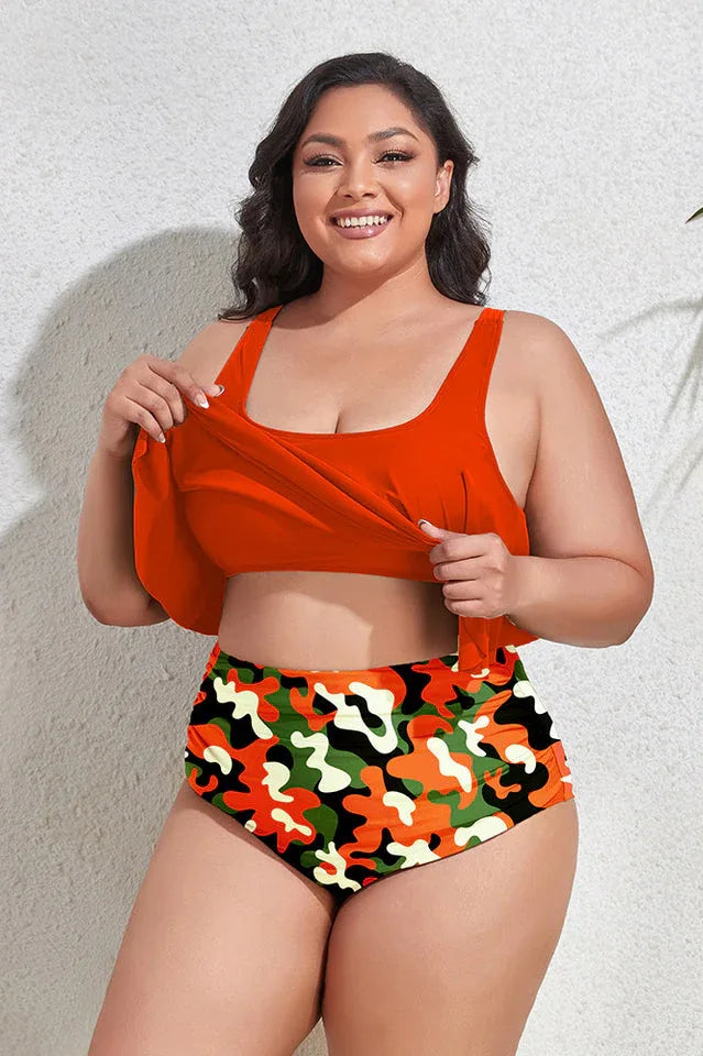 Floral High Waist Bikini Set - View 44 | TEVQA
