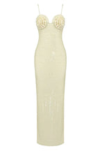 Lorelei Brown Sequin Maxi Dress with Floral Detail - View 30 | TEVQA