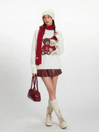 Cozy Teddy Bear Knit Sweater - View 6 | TEVQA