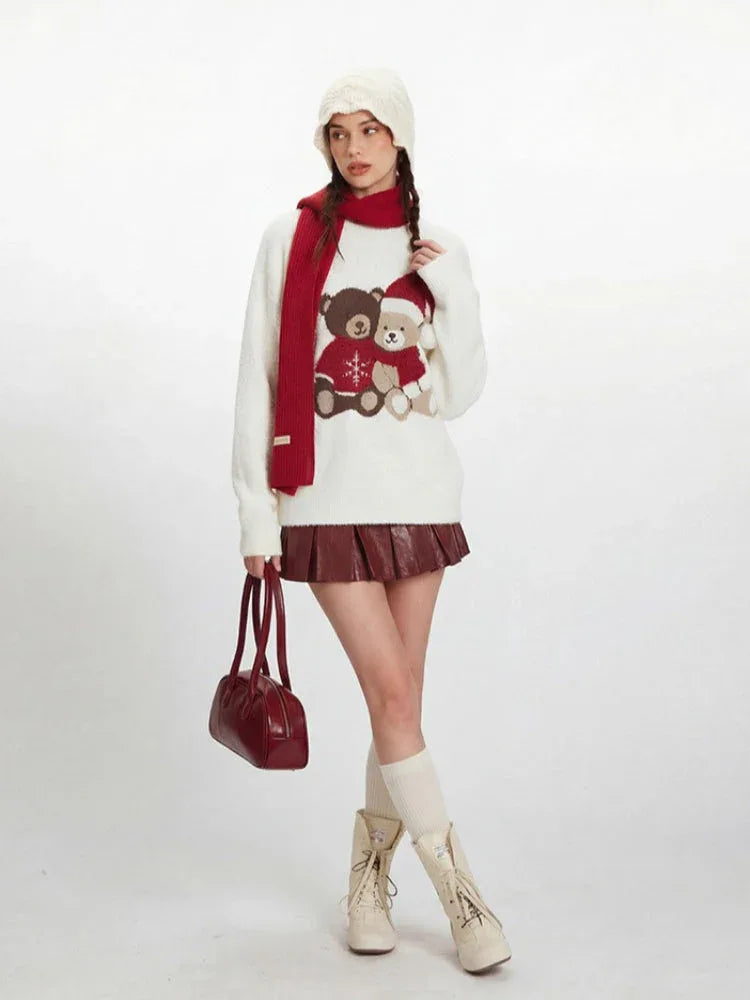 Cozy Teddy Bear Knit Sweater - View 6 | TEVQA