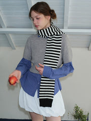 Coquette Aesthetic Pink & Brown Striped Skinny Scarf