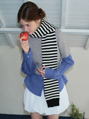 Coquette Aesthetic Pink & Brown Striped Skinny Scarf