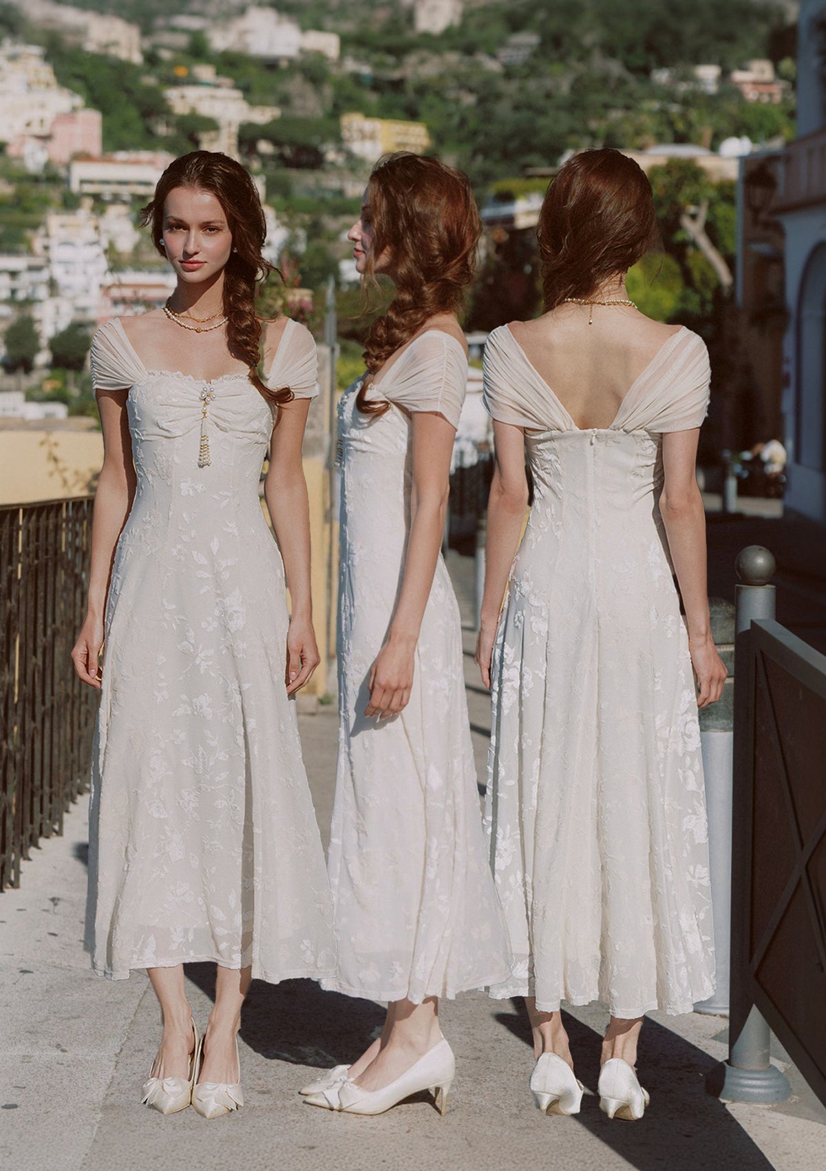 Off white fit and flare maxi dress - View 4 | TEVQA