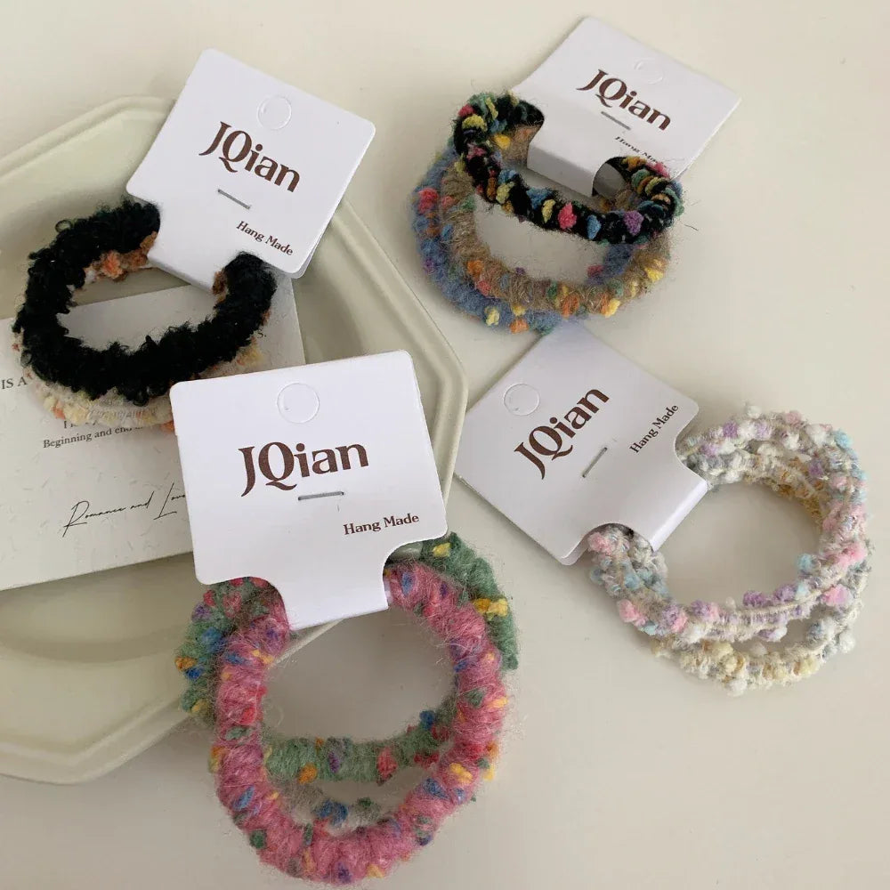 Textured Bouclé Elastic Hair Ties (2 or 3-Pack Sets) - TEVQA