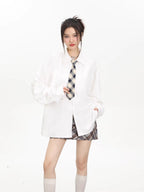 Oversized plaid tie shirt set - View 6 | TEVQA