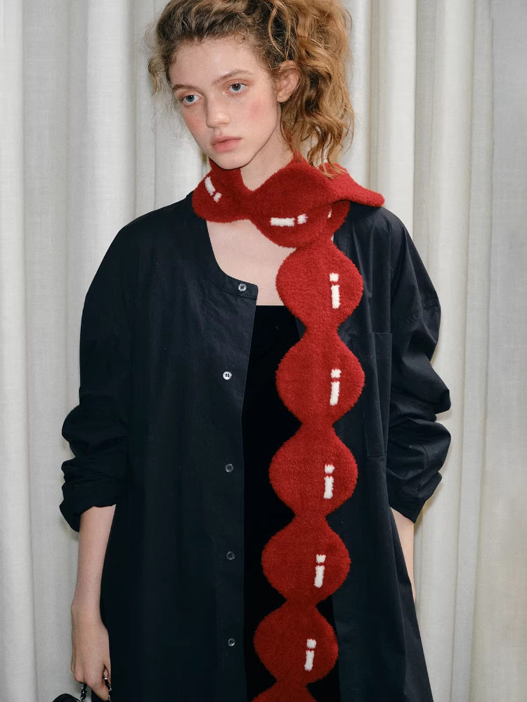 Festive Red Tanghulu Shaped Knit Scarf